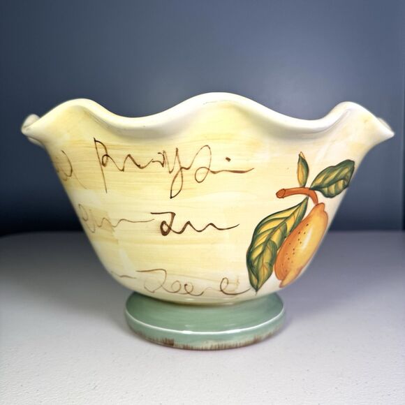 Contemporary Fruit Serving Bowl, Style-Eyes by Baum Bros‎ Bowl 10" W Lemon Pear - Picture 1 of 7